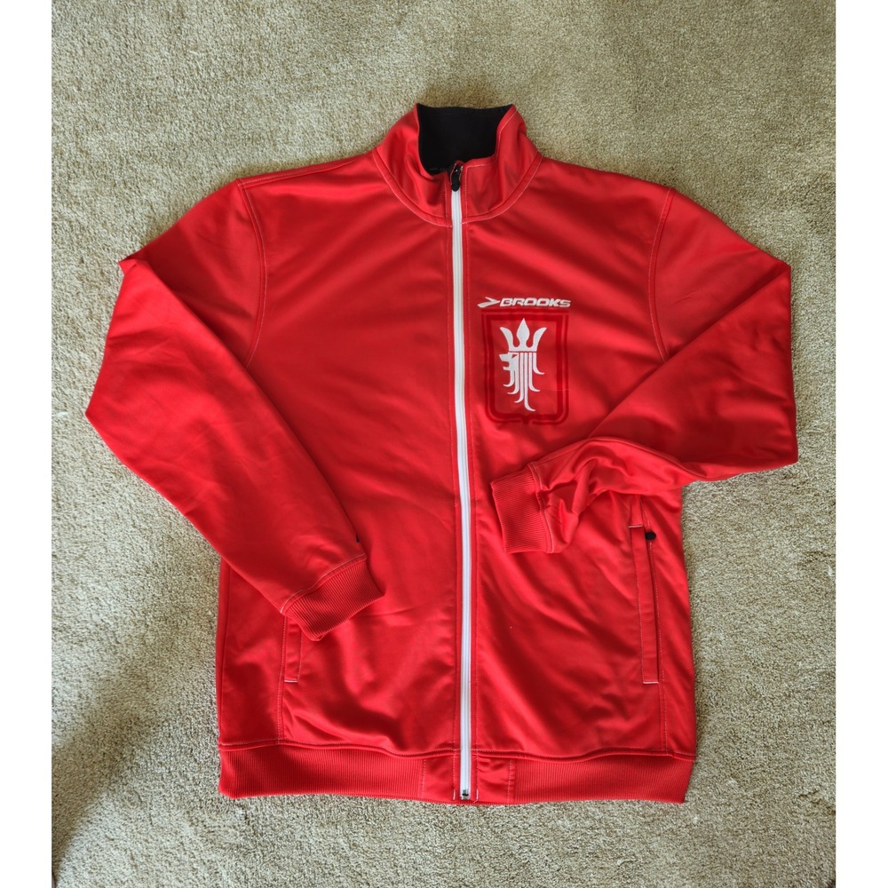 Brooks Track Jacket Mens L Red Oslo Norway Equilibrium Technology Marathon Run
